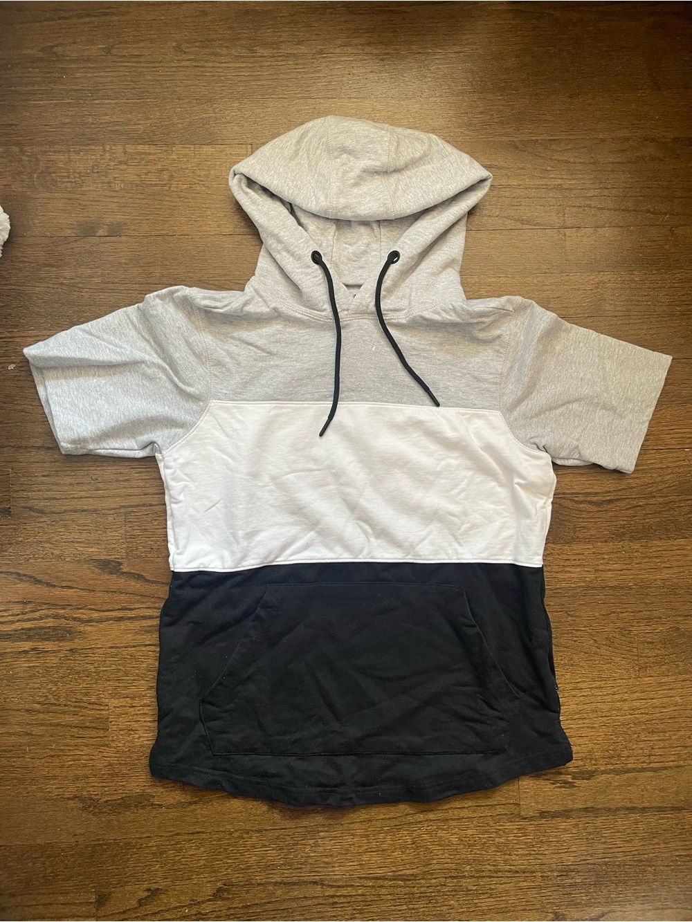 Champs Men’s Colorblock Short-Sleeve Hoodie - Gray, White & Black
